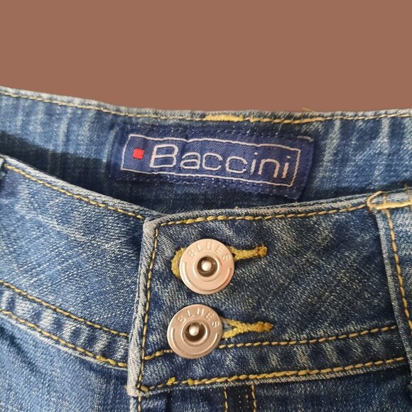 Y2K Low Rise Denim Shorts S Blue Green Camouflage Flap Pockets Jean Shorts 2000s - Picture 5 of 7